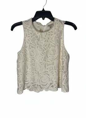 MOTF Premium Pearl Trim Sequin Lace Crop Top with Tie Back